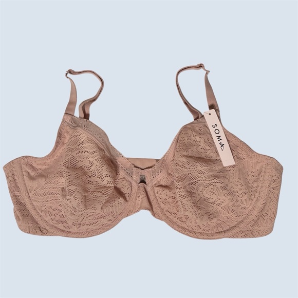 Soma Other - Soma Stretch Lace Unlined Perfect Coverage Non-Padded Underwire Bra, Hush ~ 38D